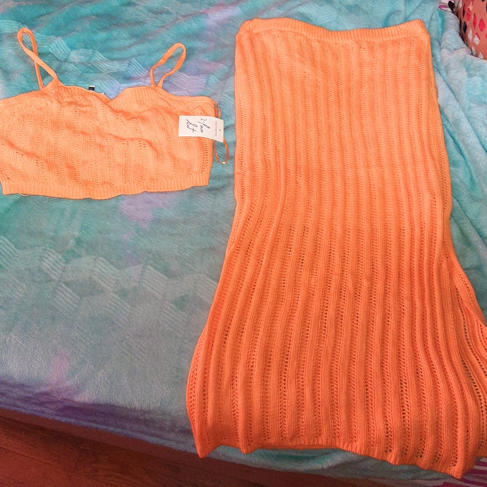 Orange Knit Two-Piece Set Size Large